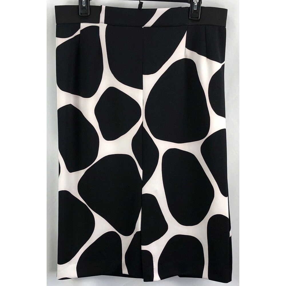 Worthington Straight Midi Skirt 14 Blk Wht Cow Print 34”W Stretch Career Y2K 90s